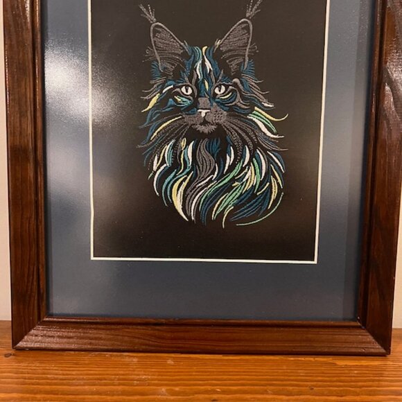 Homemade Multicolored Cat Embroidery Art - Picture 2 of 7